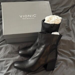 Vionic Black Heeled Boots for Women